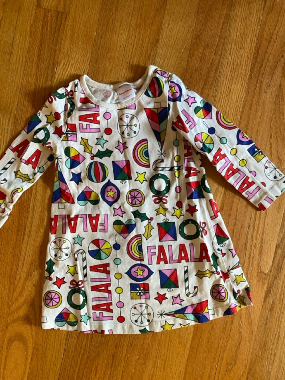 Hanna Andersson FaLaLa dress with Pink, Red, Yellow and Black Print